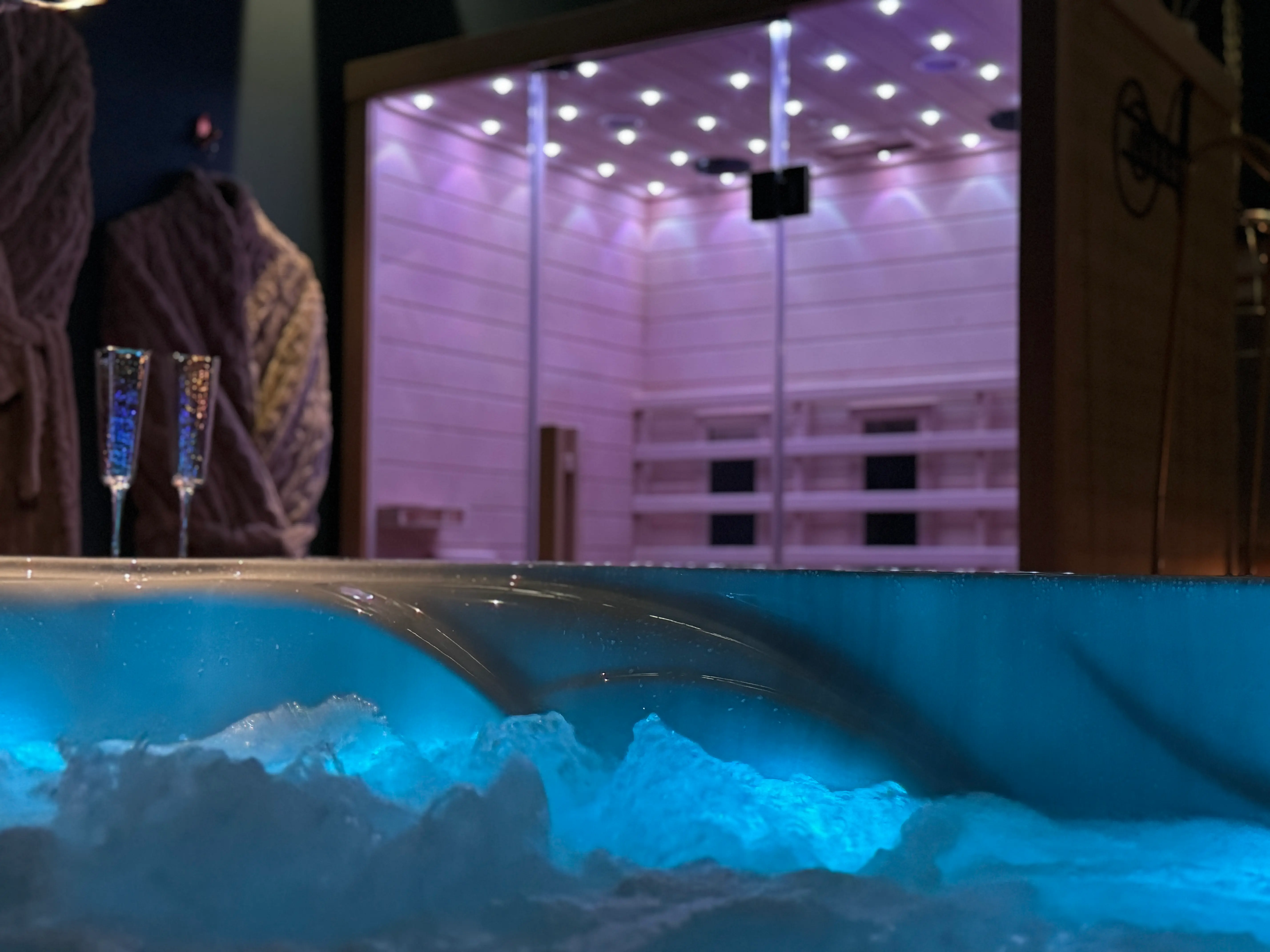 Détail des banquettes du sauna infrarouge